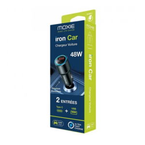 Chargeur Allume Cigare Aluminium double entrée USB-A + USB-C 48W