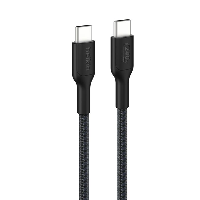 BELKIN Câble Tressé PCR USB-C vers USB-C 240W 2.0 3m (Noir)