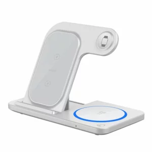 Station de charge sans fil 3-en-1 pliable WiWU Wi-W020 – 15 W – Blanc