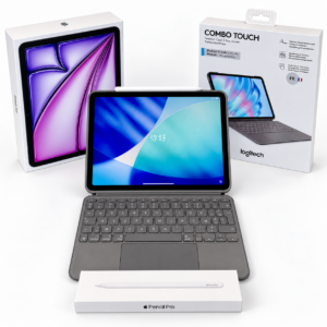 Pack iPad Air 11″ M2 Wi‑Fi 128 Go Mauve Reconditionné Grade A + Apple Pencil Pro + Logitech Combo Touch